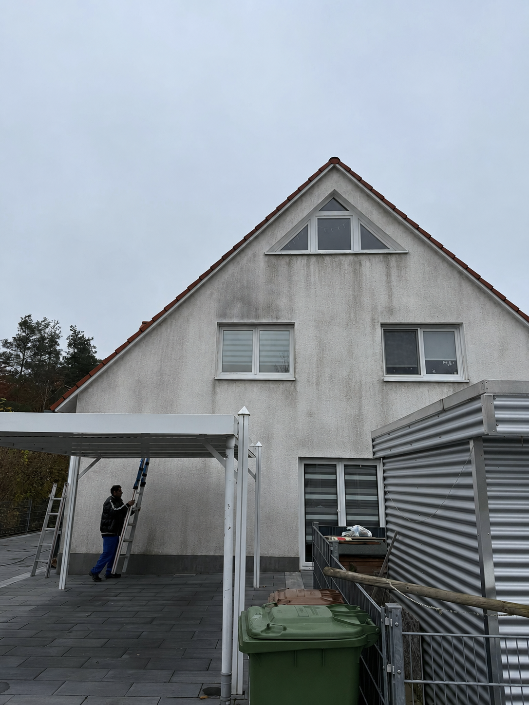 Fassade vor der Reinigung mit sichtbaren Verschmutzungen